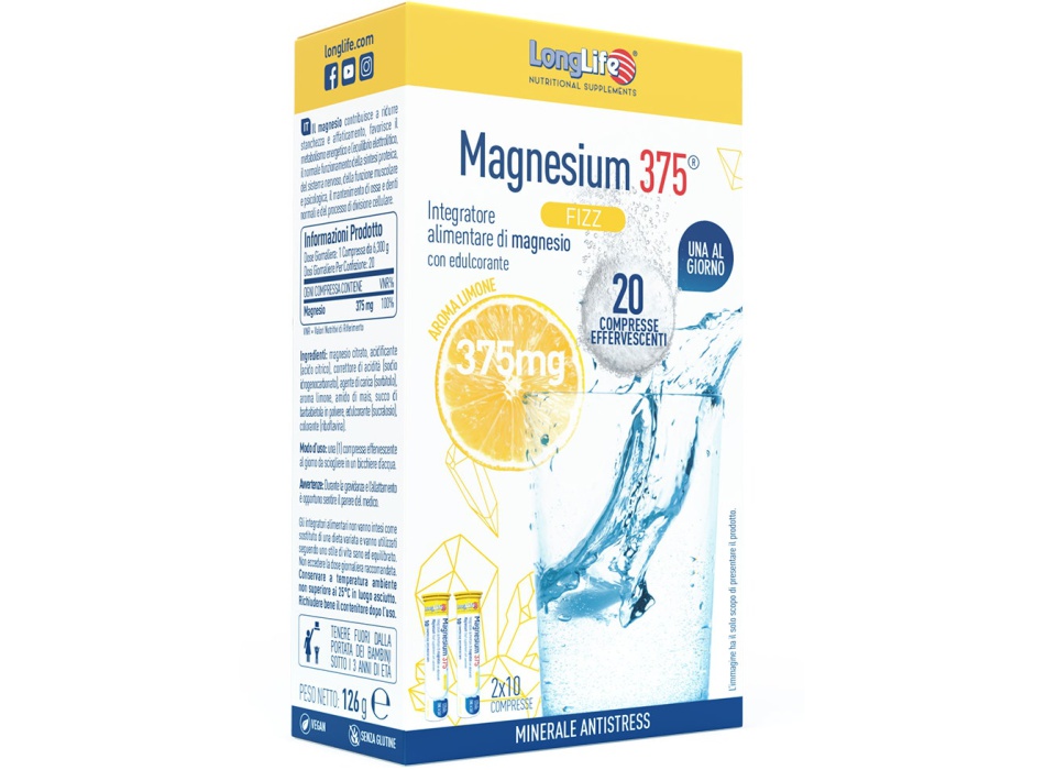 Longlife Magnesium Fizz 375 20 Compresse Effervescenti Bestbody.it