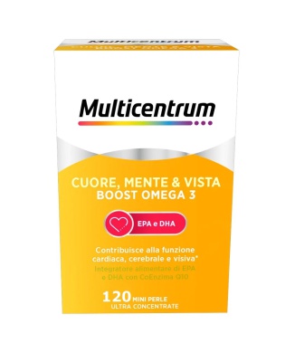 Multicentrum Cuore Mente Vista Boost Omega 3 Integratore Alimentare EPA E DHA Coenzima q10 120 Perle Bestbody.it