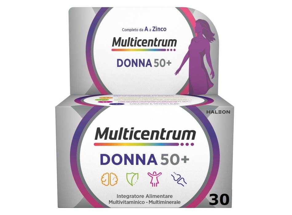 Multicentrum Donna 50+ Integratore Multivitaminico Multiminerale Ferro Calcio Vitamina D D3 30 Compresse Bestbody.it